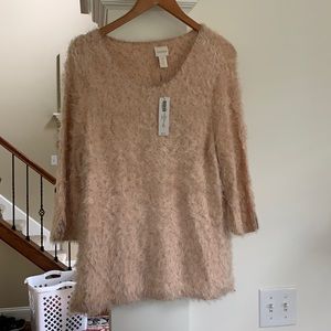 CHICO’S PINK/ SHIMMER FUZZY SWEATER